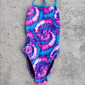Speedo Tie Die Sport One Piece Bathing Suit